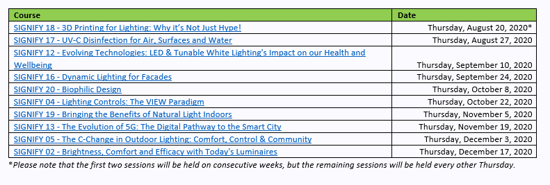 Signify Lighting offers free Webinar Series